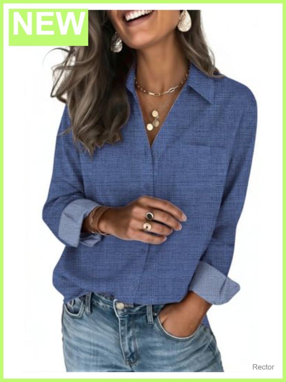 Long Sleeve Button Down Blouse – Silky Stretch Office Top